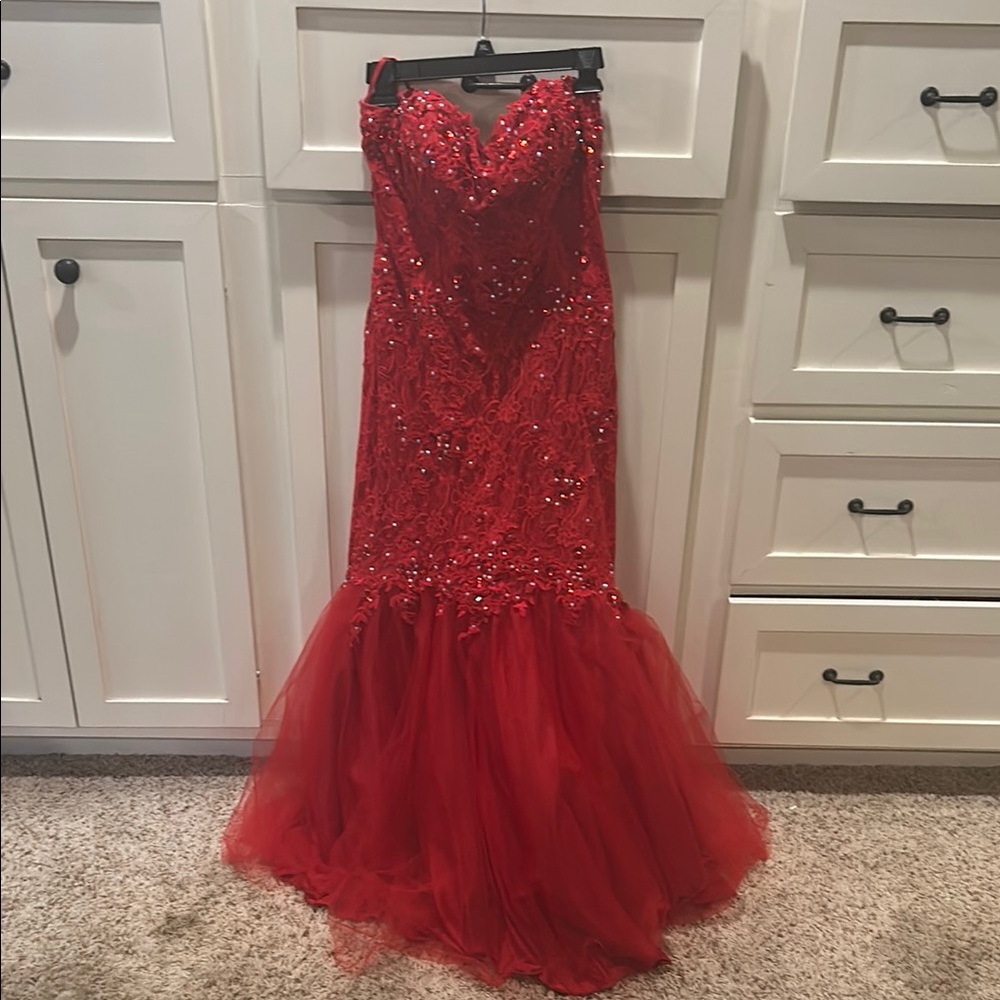 Anny Lee Red Beaded Prom Dress